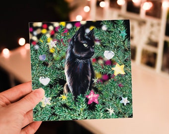 Black Cat Christmas Card - Christmas Card Cat - Black Cat Xmas Card - Xmas Card Cat - Card From The Cat - Cat Blank Card