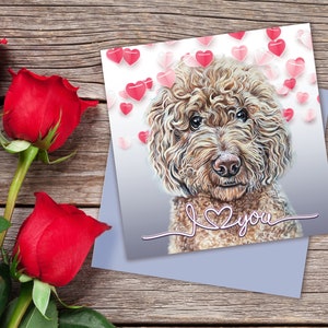 Labradoodle Grußkarte | Ich liebe dich Hundekarte | Karte für Hundeliebhaber | Hundeliebhaber Geschenk | Niedliche Labrador Karte | Karte vom Hund
