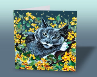 1 X Greeting Card Grey British Shorthair Cat Kitten - Blank Birthday Celebration Anniversary #45244 - View #4