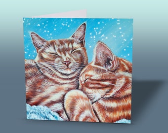 Cats Greeting Card – Two Ginger Cats Cuddling – Cat Love Card – Everyday Greeting Card – Cat Lover Gift – Anniversary Card for Cat Lovers