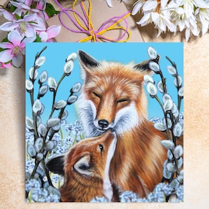 Fox and Her Cub Greeting Card | Fox Greeting Card | Fox Gifts | Fox Cards | Fox Cub Card | Wildlife Card | Fox Birthday Card