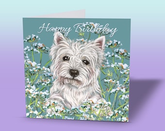 Westie Birthday Card - Happy Birthday Westie - Westie Greeting Card - Dog Greeting Card - Westhighland Terrier Gifts -Westie Card