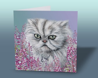 Tarjeta de felicitación de gato persa - Tarjeta de cumpleaños de gato persa - Tarjeta de gato persa - Tarjeta de felicitación con gato - Tarjeta de felicitación de gato - Regalos de gato persa