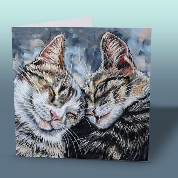 Tabby Cats Card | Cats Birthday Card | Cuddling Cats Card |Cute Birthday Card | Card Cats