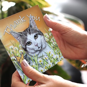 Dankeskarten | Katze-Dankeschön-Karte | Katzen Grußkarte | Süße Katzen Karte | Dankkarte Katze | Karte von der Katze