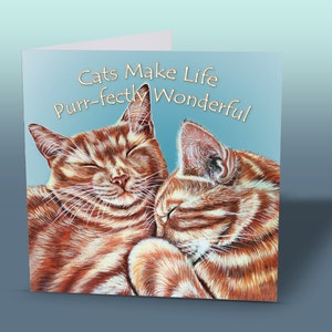 Tarjeta de gatos pelirrojos / Tarjeta de felicitación de gatos / Tarjeta de gatos abrazados / Tarjeta de cumpleaños de gatos pelirrojos / Tarjeta de felicitación de gatos / Tarjeta con cita de gatos