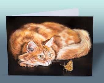 Ginger Cat Birthday Card: Original Art Greeting Card