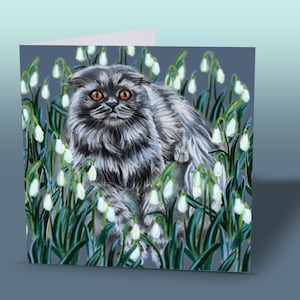 Fluffy Grey Cat Greeting Card | Grey Cat Card | Cat Birthday Card | Cat Greeting Card | Cute Cat Card | Birthday Card Cat