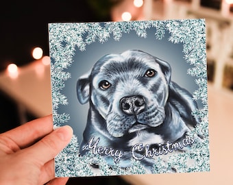 Staffy Christmas Card - Christmas Card Dog - Staffordshire Bull Terrier Xmas Card - Xmas Card Dog - Card From The Dog - Blank Card Dog