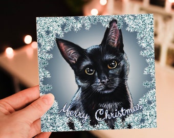 Black Cat Christmas Card - Christmas Card Cat - Black Cat Xmas Card - Xmas Card Cat - Card From The Cat - Cat Blank Card