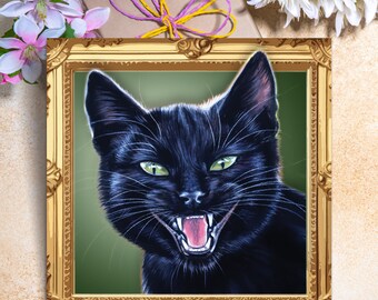 Black Cat Greeting Card - Witchcraft Cat Card - Halloween Card - Black Cat Lover Gift - Magical Cat Greeting Card - Everyday Card