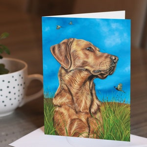 Tarjeta de Labrador Retriever Rojo / Tarjeta de Perro de Caza / Tarjeta de Cumpleaños de Labrador Retriever Rojo / Labrador Retriever / Regalos de Perro de Caza / Regalos para Amantes de los Perros