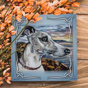 Tarjeta de felicitación de whippet - Tarjeta de felicitación de perro - Tarjeta con un perro - Tarjeta para amantes de los whippets - Tarjeta para perros cotidianos - Regalo para amantes de los perros