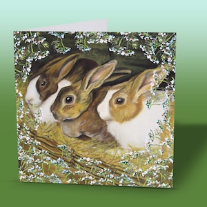 Cartão de coelhos | Cartão de felicitações de coelhos | Presentes de coelhos | Cartão com coelhos | Cartão de felicitações fofo | Cartão de animais da fazenda | Cartão de aniversário de coelhos