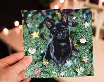 Black Cat Christmas Card - Christmas Card Cat - Black Cat Xmas Card - Xmas Card Cat - Card From The Cat - Cat Blank Card