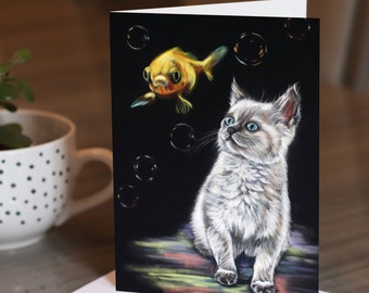 Kitten Birthday Card: Cat Lover Gifts, Feline Art