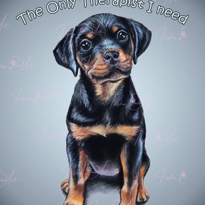Rottweiler Puppy Art Print: Pastel Dog Portrait (Digital Download)
