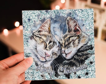 Tabby Cats Christmas Card - Christmas Card Cat - Tabby Cat Xmas Card - Xmas Card Cat - Card From The Cat - Cat Blank Card