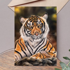 Biglietto d'auguri con tigre - Biglietto con animali selvatici - Biglietto con tigre - Biglietto di compleanno con tigre - Biglietto d'auguri con una tigre - Regali con tigre - Biglietto d'auguri con belle arti