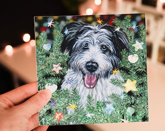 Bearded Collie Christmas Card - Christmas Card Dog - Xmas Cute Dog Card - Xmas Card Dog - Card From The Dog - Bearded Collie Christmas