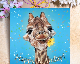 Geburtstagskarte Giraffe | Grußkarte Giraffe | Giraffe Karte | Giraffe Geschenke | Karte mit Giraffe | Wildtier-Geburtstagskarte | Niedliche Karte