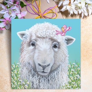 White Sheep Greeting Card | Farm Animals Card | Sheep Card | Card with a Sheep | Cute Greeting Cards | Cute Card | White Sheep Greeting Card