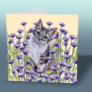 de voeux de chat tigré | Carte mignonne de chat | carte d'anniversaire de chat | carte postale avec un chat | carte du chat | Carte Chat tigré