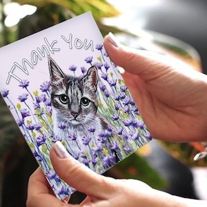 Thank You Cards | Tabby Cat Thank You Card | Cute Cat Card | Cat Thank You Card | Card With A Cat | Card From The Cat | Tabby Cat Card