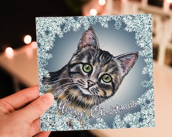 Tabby Cat Christmas Card - Christmas Card Cat - Tabby Cat Xmas Card - Xmas Card Cat - Card From The Cat - Cat Blank Card