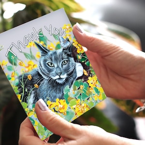 Thank You Cards | Grey Cat Thank You Card | Cat Greeting Card | Cute Cat Card | Thank You Card Cat | Card From The Cat