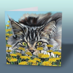 Cartes de voeux chat sibérien - carte chat tigré - cartes de voeux de luxe - carte de voeux chat - carte du chat