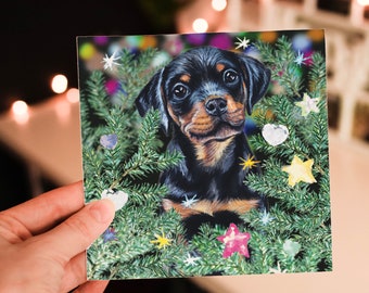 Rottweiler Puppy Christmas Card - Christmas Card Dog - Xmas Rottweiler Pup Card - Xmas Card Dog - Card From The Dog - Blank Card Dog