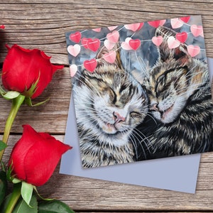 Love Card Cats | Cuddling Cats Cats Card | Valentines Card Cat | Tabby Cat Valentines Card | Cats Card Valentine - Cute Cat Card Valentines
