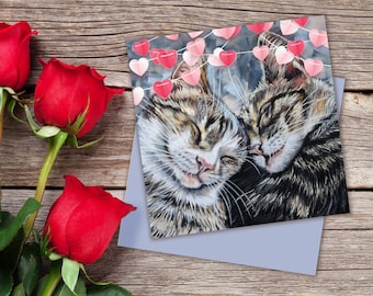 Cats Valentines Day Card | Valentines Card Cat | Tabby Cat Valentines Card | Cats Card Valentine - Cute Cat Card Valentines