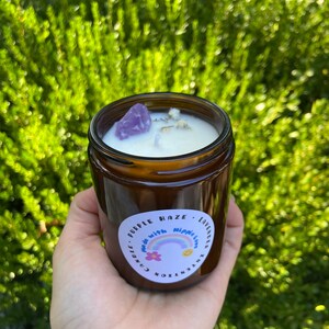 Cool, Calm and Collected, Intention Candle, Candle with Crystals, Soy Wax Candle, Herbal Candle