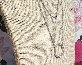 BRIGHTON RETIRED brilliant silver tone and rhinestone 2 strand women’s Necklace