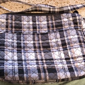 Vera Bradley Large Vera Bradley Black plaid Shoulder Bag. Adjustable strap.