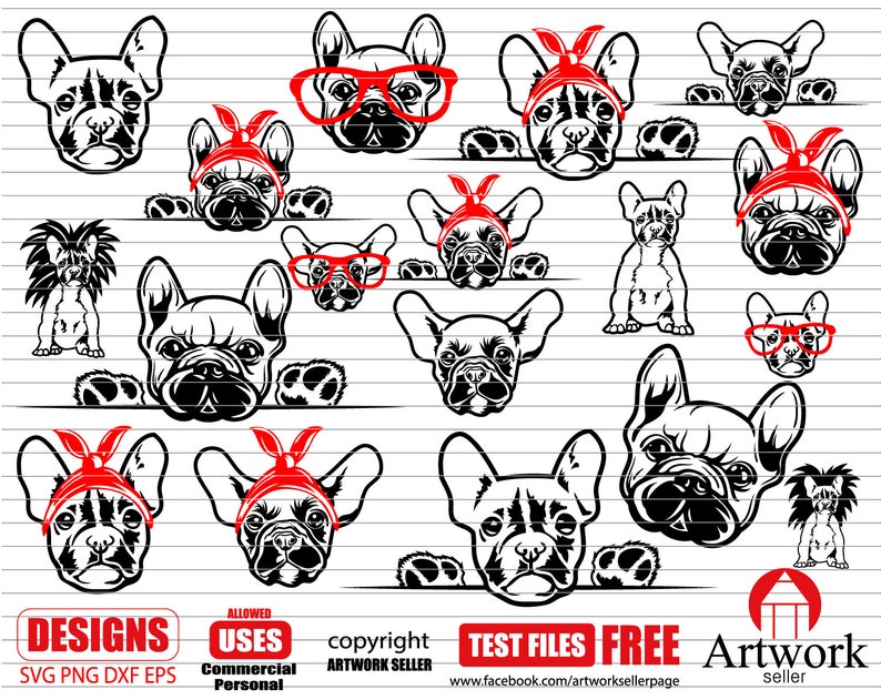 Download Scrapbooking Craft Supplies Tools Cricut Files French Bulldog With Bandana Svg French Bulldog Peeking French Bulldog Svg Silhouette Cut File French Bulldog With Glasses