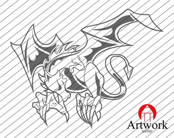 dragon svg, tribal dragon svg, dragon silhouette, clipart, cartoon dragon, cute dragon, decal, stencil, vinyl, eps, dxf, png, cut file