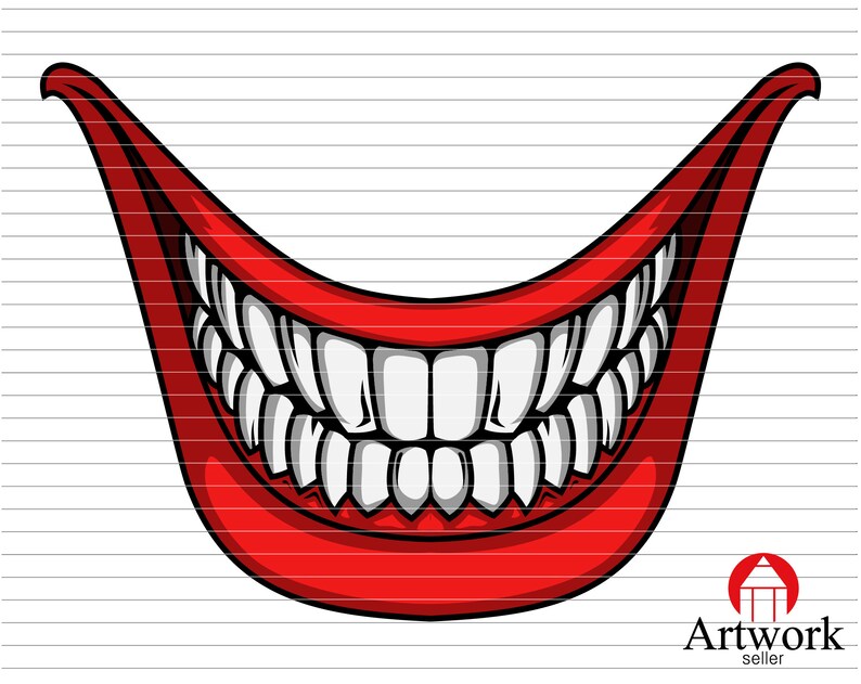 JOKER SMILE SVG clown laughing evil mask funny mouth grinning image 0.