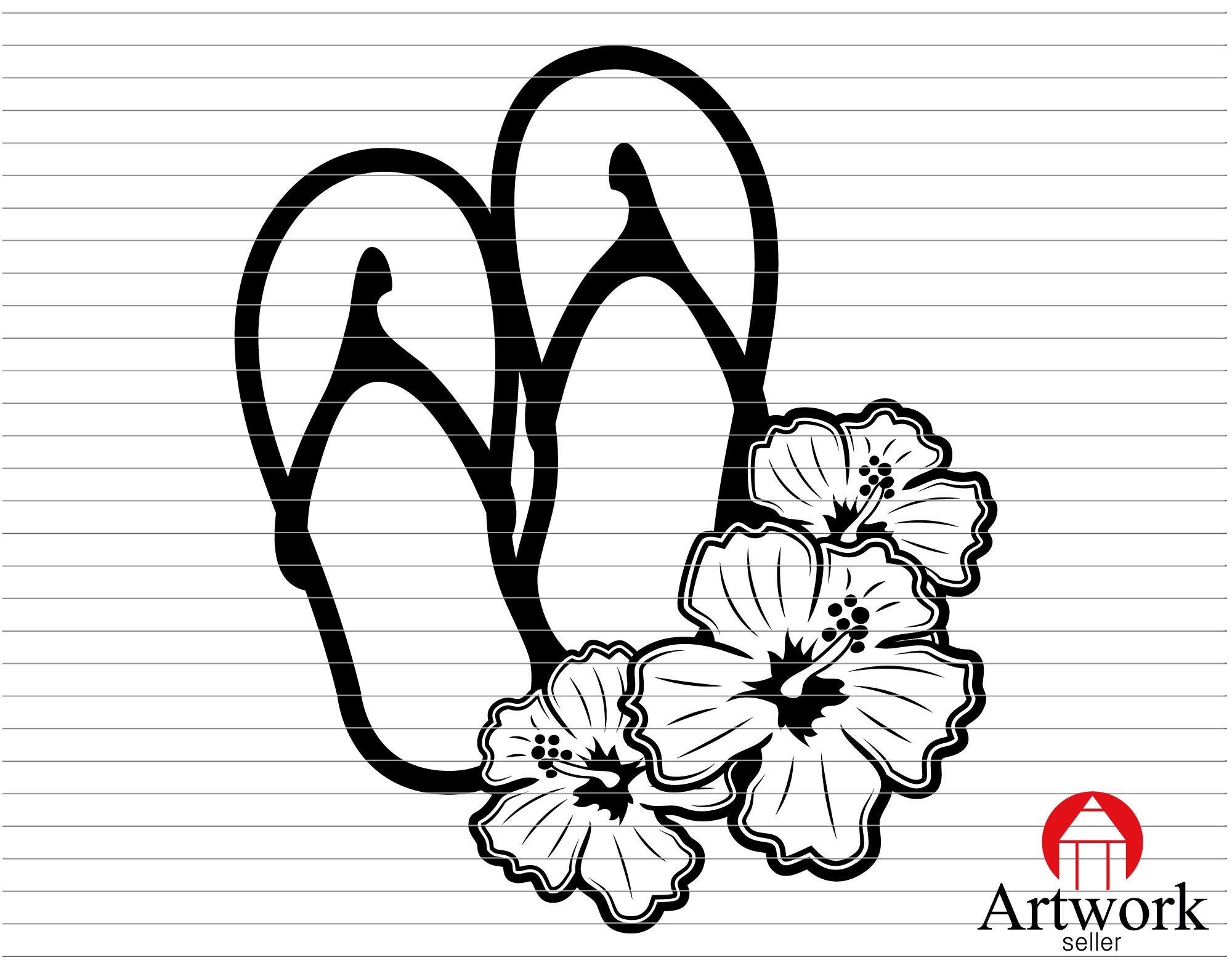 FLIP FLOP SVG Hibiscus Summer Flip Flop Shoes Flip Flop Svg | Etsy