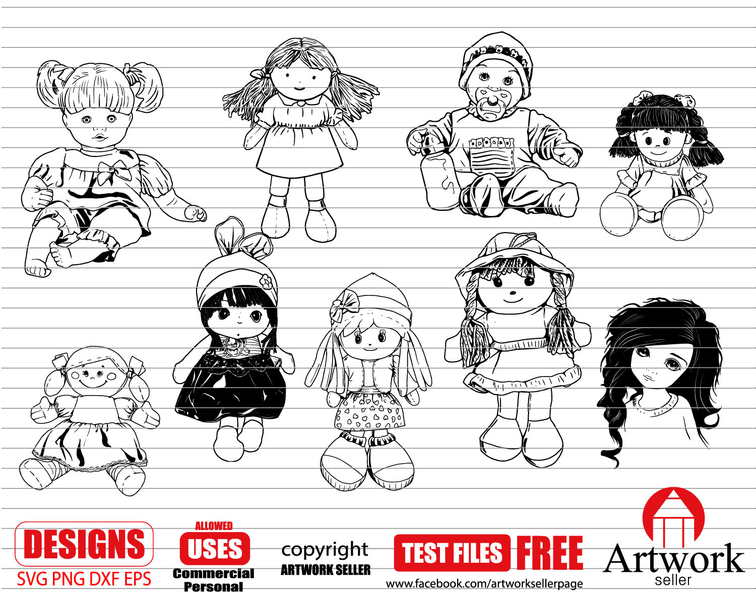 Download Dolls Svg Doll Svg Doll Clipart Hand Drawn Toys Svg Baby Etsy