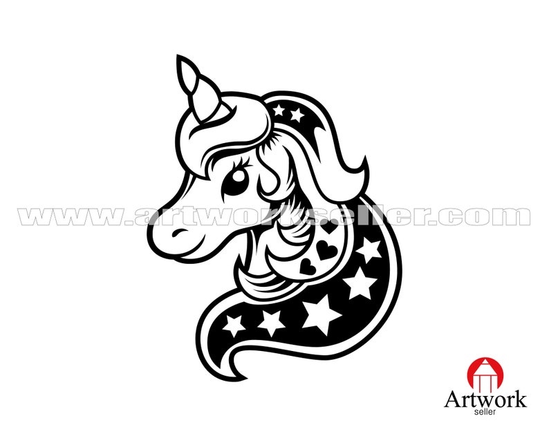 Free Unicorn Face Svg Black And White SVG PNG EPS DXF File
