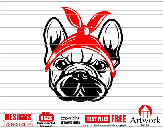 Download French Bulldog Svg French Bulldog With Bandana Svg French Etsy