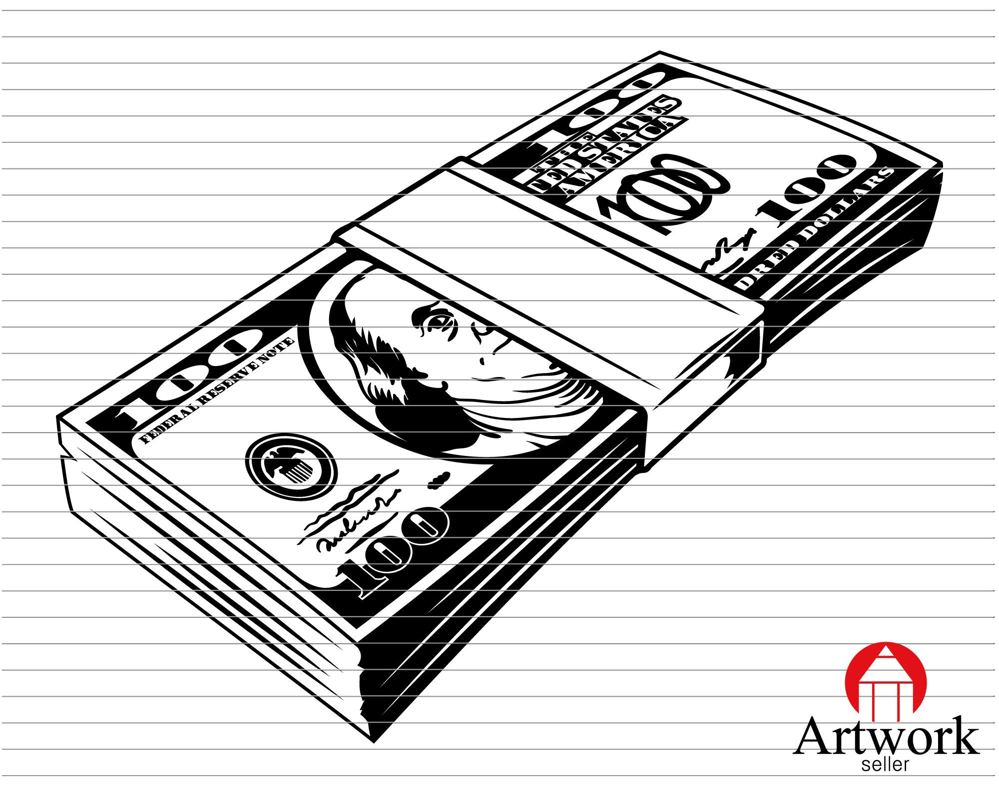 MONEY PILE SVG cash stack 100 Dollar Folded Currency svg Etsy