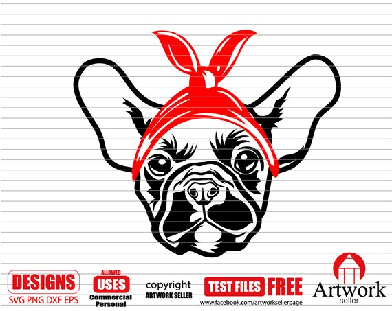 Download French Bulldog Svg French Bulldog With Bandana Svg French Etsy