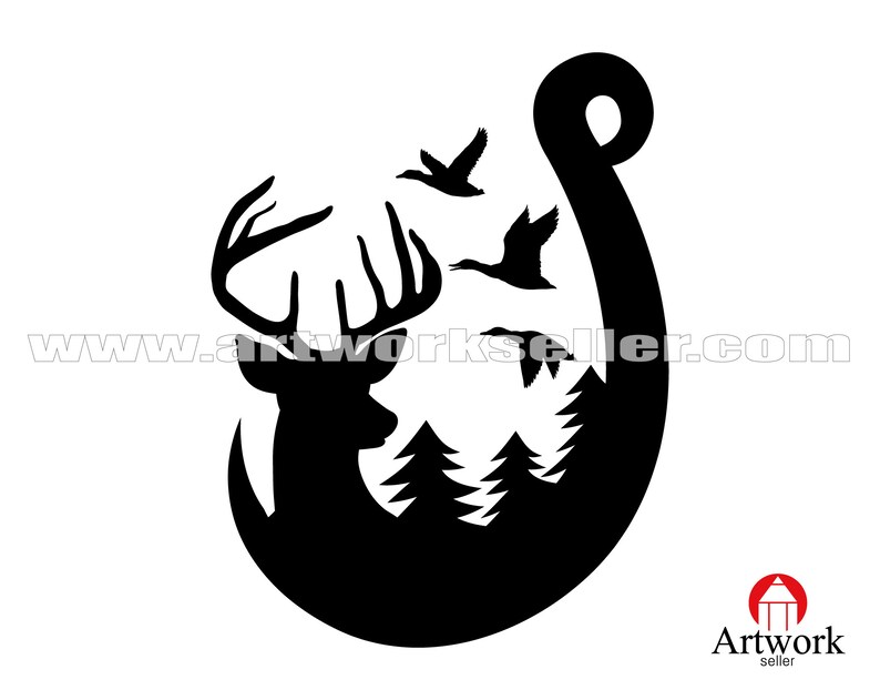 Download DUCK DEER HOOK svg Duck Deer and Hook in Svg eps dxf Ai | Etsy