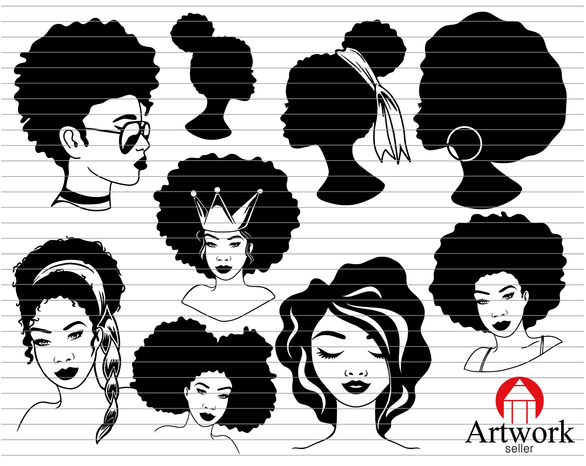 Download Afro Woman Svg Black Woman Svg Afro Woman Clipart Black Girl Svg Curly Hair Clipart Dxf Png Cricut Files Silhouette Cut File