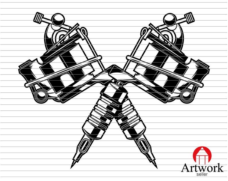 CROSSED TATTOO MACHINE Svg Tattoo Machine Tattoo Gun Ink Etsy