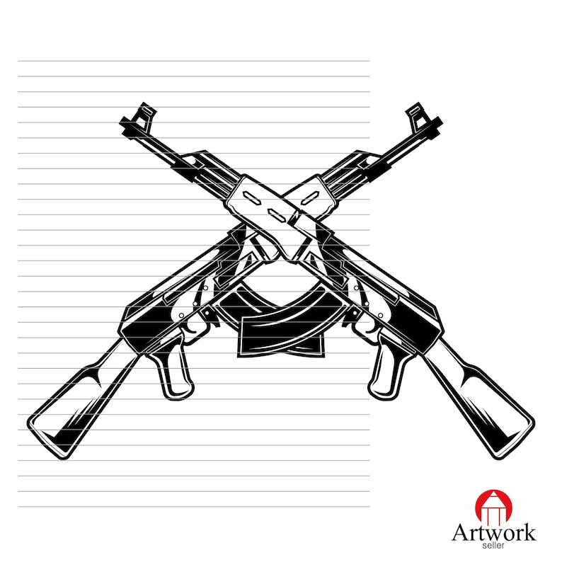 Download AK-47 SVG gun vector AK47 crossed rifle svg army cricut files | Etsy